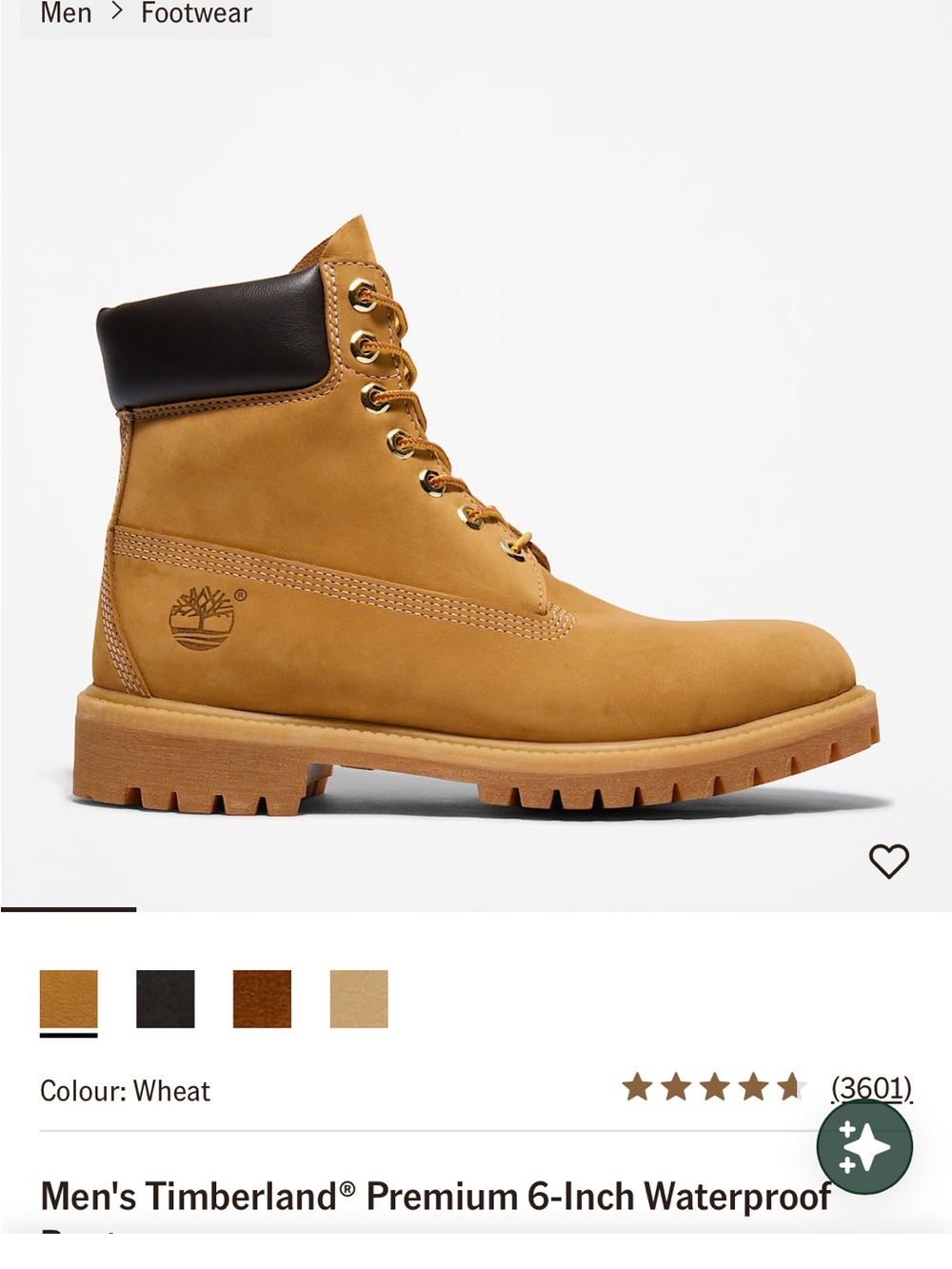 Timberland Wheat Nubuck 6-Inch Men's Work Boots with Black Collar